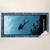 Serviette De Plage Plongée sous-marine Mer Bleue (Devant)