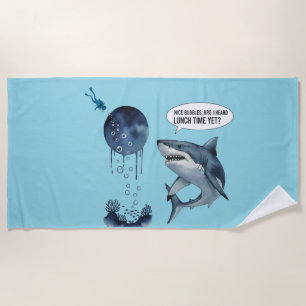 Serviette De Plage Plongeur de requin drôle heure de déjeuner jolies