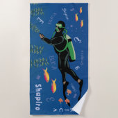 Serviette De Plage Plongeur SCUBA personnalisé (Devant)