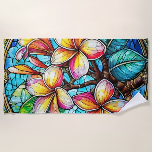 Serviette De Plage Plumeria en verre tendu (Devant)