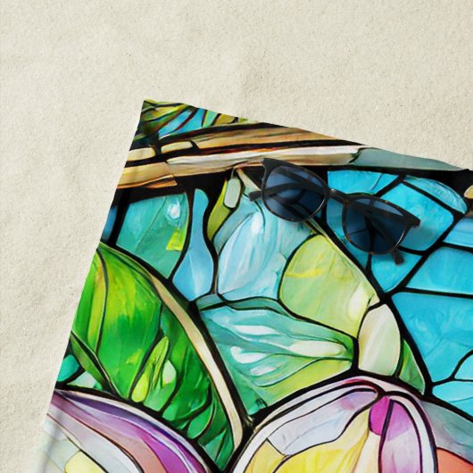 Serviette De Plage Plumeria en verre tendu (En situation)