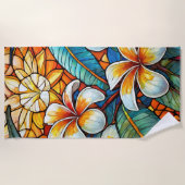 Serviette De Plage Plumeria en verre tendu sur orange (Devant)