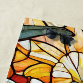 Serviette De Plage Plumeria en verre tendu sur orange (En situation)