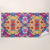 Serviette De Plage Plumeria tropicale Fleurs tachetées Motif de carre (Devant)