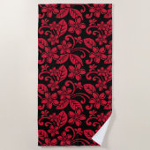 SERVIETTE DE PLAGE PLUMÉRIE DE L'ÎLE (NOIR/ROUGE) (Devant)