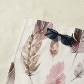 Serviette De Plage Plumes Brown roses (En situation)