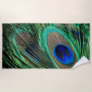 Serviette De Plage Plumes de paon chanceuses