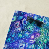 Serviette De Plage Plumes de Peacock de Monnaie Bleue Violet (En situation)