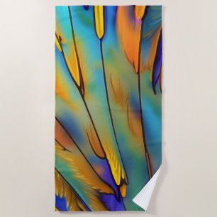 Serviette De Plage Plumes en verre tendu AI Art Abstrait