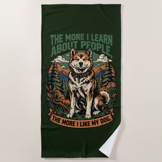 Serviette De Plage Plus j'aime mon chien (Devant)
