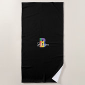 Serviette De Plage Plus mignon luxe couleur initiale B nom noir (Devant)