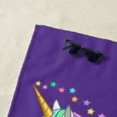 Serviette De Plage Plutôt Rearing Rainbow Unicorn Falling Stars (En situation)