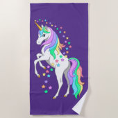 Serviette De Plage Plutôt Rearing Rainbow Unicorn Falling Stars (Devant)