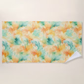 Serviette De Plage Plutôt Tropical Turquoise Orange Cream (Devant)