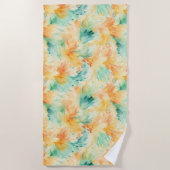 Serviette De Plage Plutôt Tropical Turquoise Orange Cream (Devant)