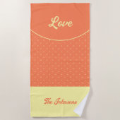 Serviette De Plage Poche Mi-Siècle Jaune Points Rétro Été Amour (Devant)