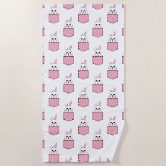 Serviette De Plage Pocket Pet Bunny Motif (Devant)