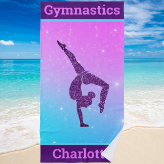 Serviette De Plage Poignée de gymnastique féminine violet Aqua person