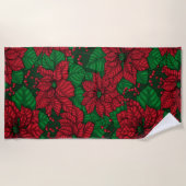 Serviette De Plage Poinsettia, motif de Noël (Devant)