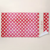 Serviette De Plage Point Polka blanc rouge (Devant)