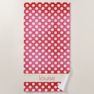 Serviette De Plage Point Polka blanc rouge