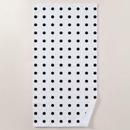 Serviette De Plage Point Polka Noir Et Blanc (Devant)