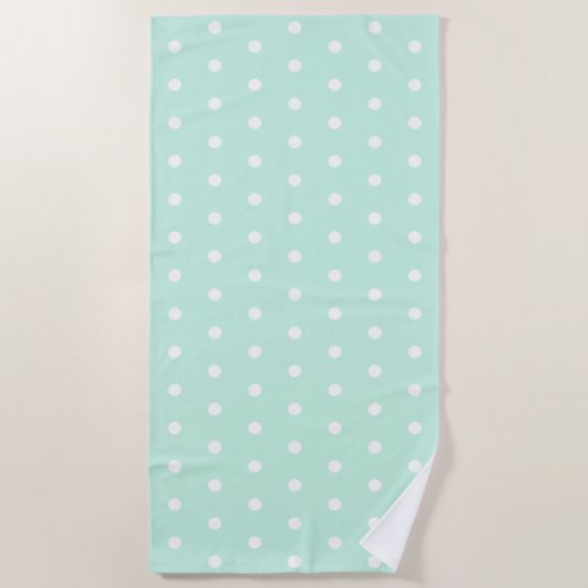 Serviette De Plage Point Polka vert de la menthe (Devant)