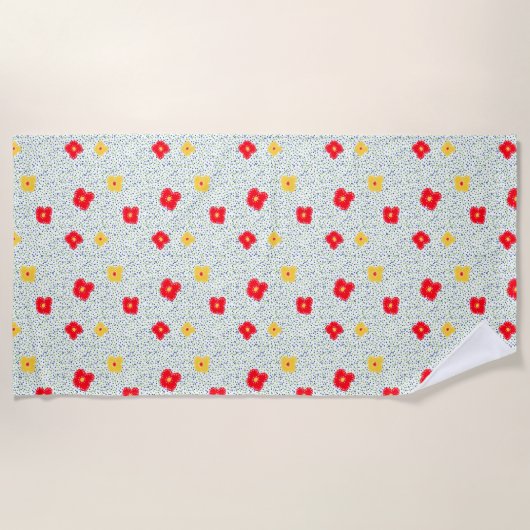 Serviette De Plage Pointe de polka rouge jaune vert (Devant)