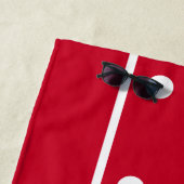 Serviette De Plage Pointe Polka Rouge & Blanc Design Moderne (En situation)