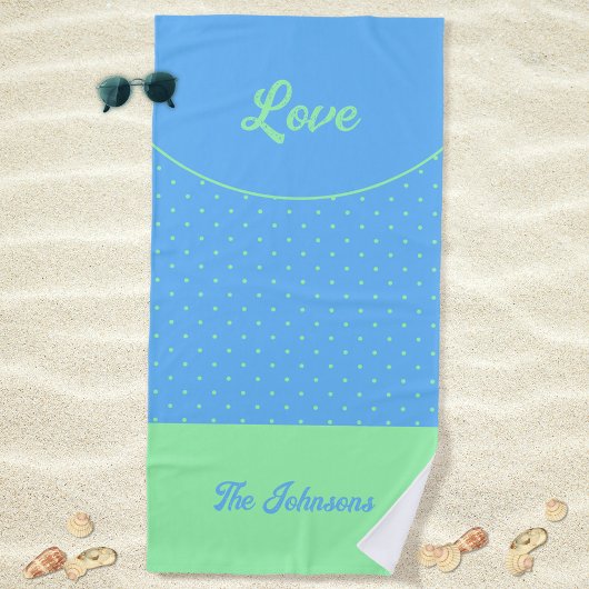 Serviette De Plage Points bleu-vert milieu de siècle