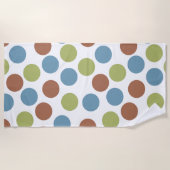 Serviette De Plage Points bleus, verts et Brown (Devant)