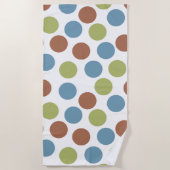 Serviette De Plage Points bleus, verts et Brown (Devant)