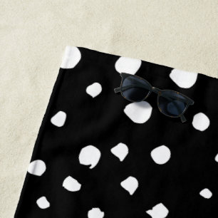 Serviette De Plage Points dalmatiens, Zones dalmatiennes, Noir et Bla