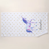 Serviette De Plage Points d'or Unicorn (Devant)