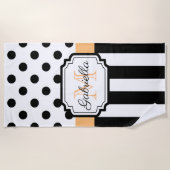 Serviette De Plage Points et bandes (Devant)