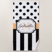Serviette De Plage Points et bandes (Devant)