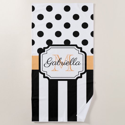 Serviette De Plage Points et bandes (Devant)