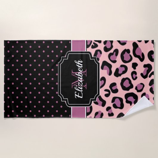 Serviette De Plage Points et empreinte de léopard (Devant)