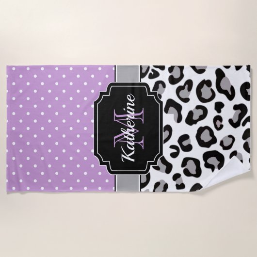 Serviette De Plage Points et Empreintes de léopard (Devant)