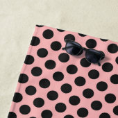 Serviette De Plage Points et ruban roses noirs (En situation)