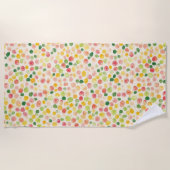 Serviette De Plage Points Fruités Rose Menthe Jaune Vert  (Devant)