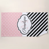 Serviette De Plage Points mignons et bandes (Devant)