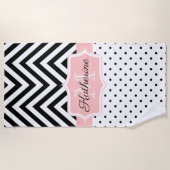 Serviette De Plage Points mignons et Chevron (Devant)