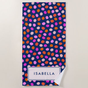 Serviette De Plage Points mignons Points Bleu Clair Violet Personnali