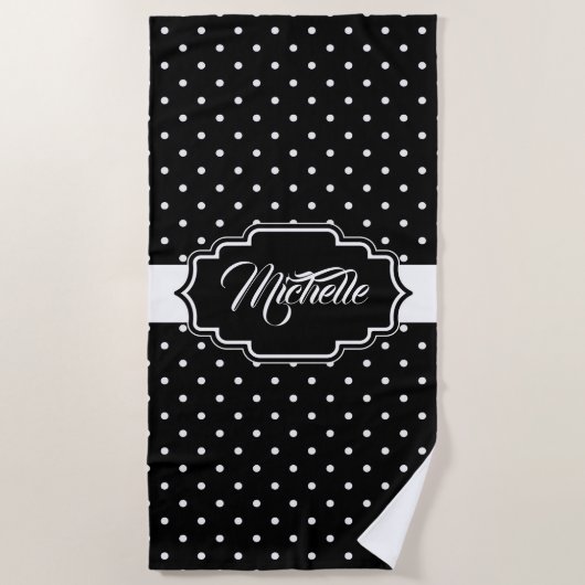 Serviette De Plage Points noirs et blancs (Devant)