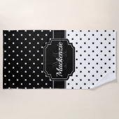 Serviette De Plage Points noirs et blancs (Devant)