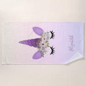 Serviette De Plage Points Ombres Unicorn Fille Cute (Devant)