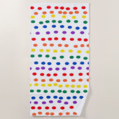 Serviette De Plage Points Rainbow Candy en blanc (Devant)