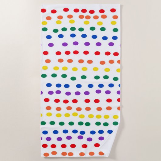 Serviette De Plage Points Rainbow Candy en blanc (Devant)
