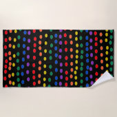 Serviette De Plage Points Rainbow Candy sur noir (Devant)